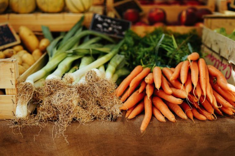 Farmers Market - carrots and leeks